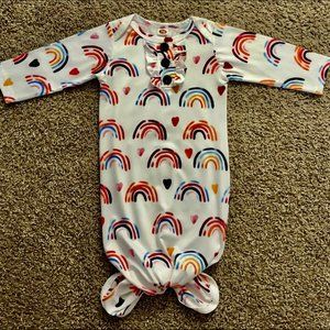 Rainbow Newborn Infant Knotted Gown Hospital Outfit, 0–3 Months